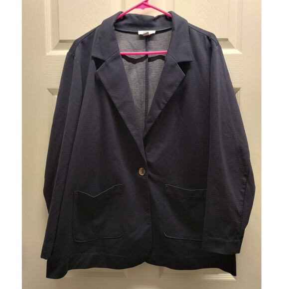 Croft & Barrow Women's Size PXXL Navy Blue Soft Stretch Blazer Jacket Petite XXL - Picture 1 of 5